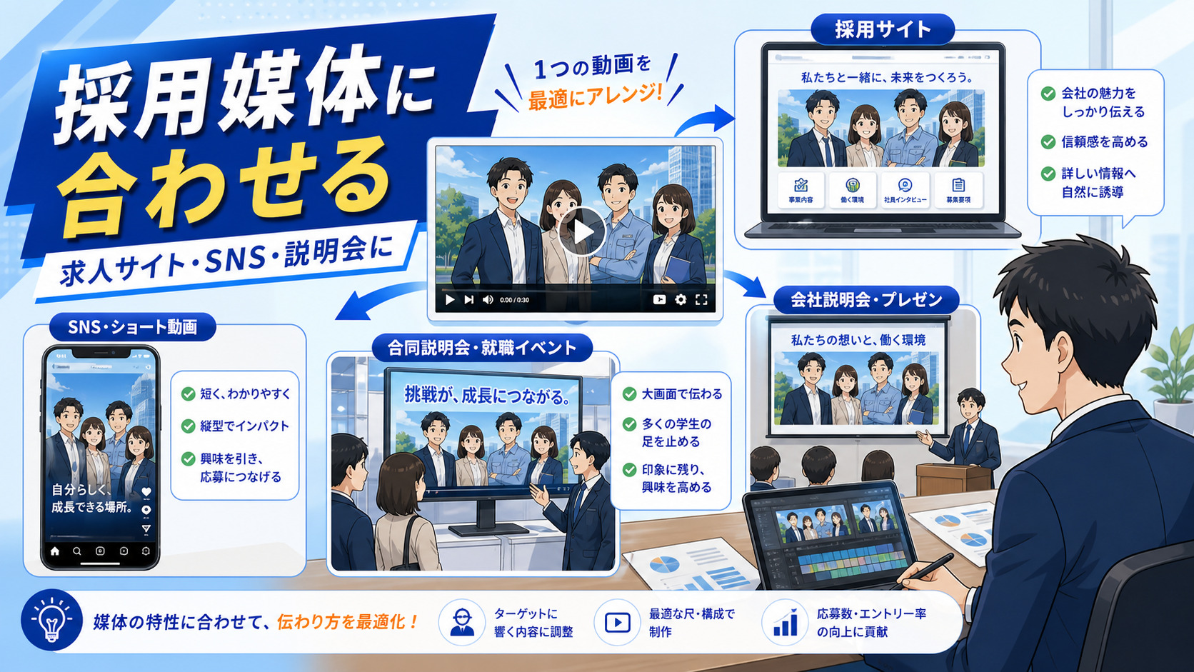 採用媒体に合わせるのイメージ