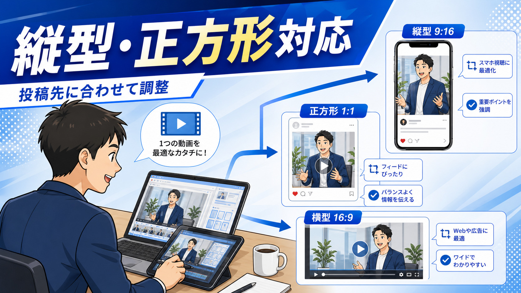 縦型・正方形にも対応のイメージ
